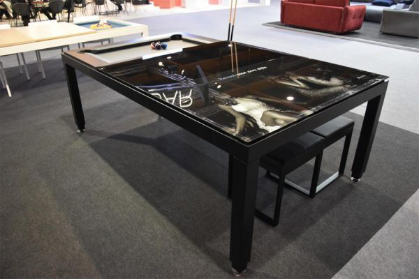 black powder coated table fusion pool table